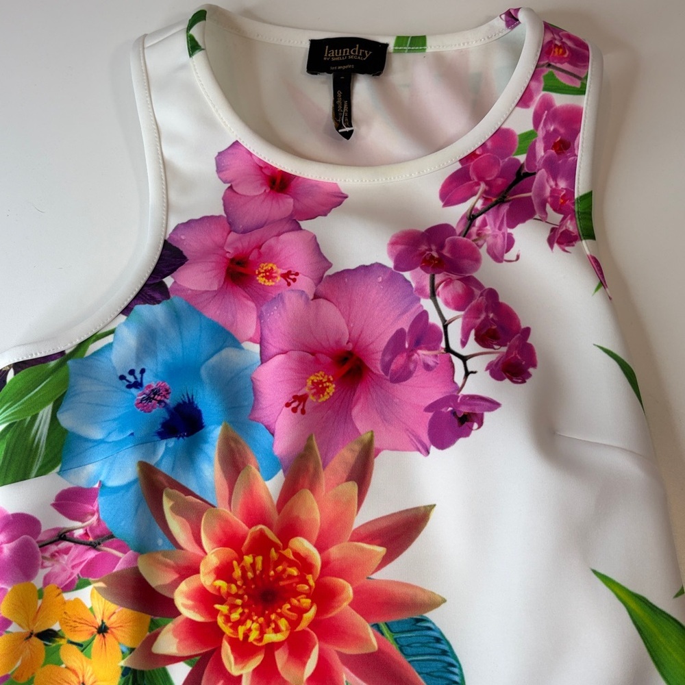 Laundry by Shelli Segal Colorful Floral Mini Dress Racer Back Women’s Small EUC - Picture 5 of 14